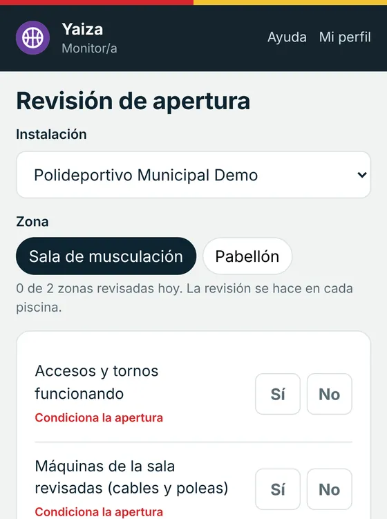 Apertura de la instalación en la demo de deportes