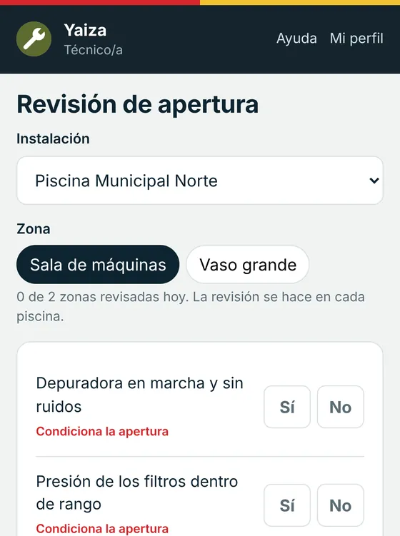 Revisión de la sala de máquinas en la demo de mantenimiento